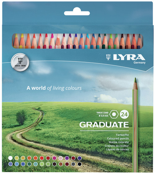 Lyra Graduate Colored Pencils 24/Pkg-Assorted Colors 5A0027RR-1GB2Z - 4084900213544