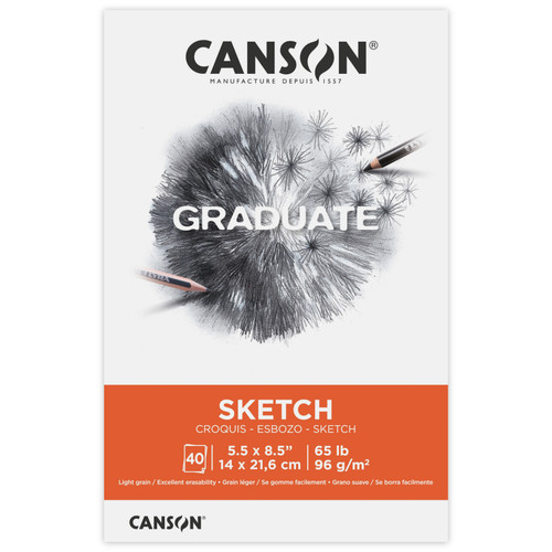 3 Pack Canson Graduate Series Sketch Pad 5.5"X8.5"-40 Sheets 5A0027QW-1GB25 - 3148950065742