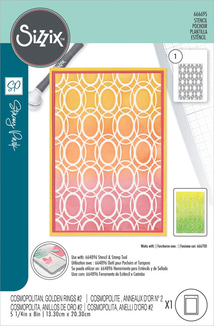 Sizzix A6 Layered Cosmopolitan Stencil By Stacey Park-Golden Rings #2 5A0022XZ-1G607 - 630454289869