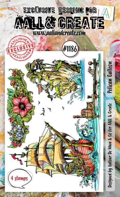 AALL And Create A6 Photopolymer Clear Stamp Set-Pelican Galleon 5A0027FV-1G9R8 - 5060979167086