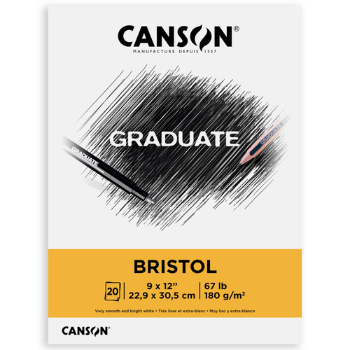 Canson Graduate Series Bristol Pad 9"X12"-20 Sheets 5A0027RN-1GB1Y - 3148950067944