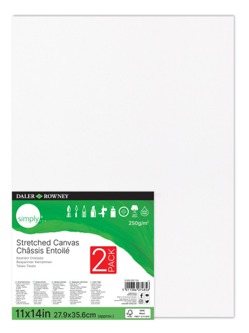 Daler-Rowney Simply Stretched Canvas 2/Pkg-11"X14" - 5A0027RT-1GB21 - 5011386074856