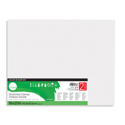 Daler-Rowney Simply Stretched Canvas 2/Pkg-16"X20" - 5A0027RG-1GB22 - 5011386074863