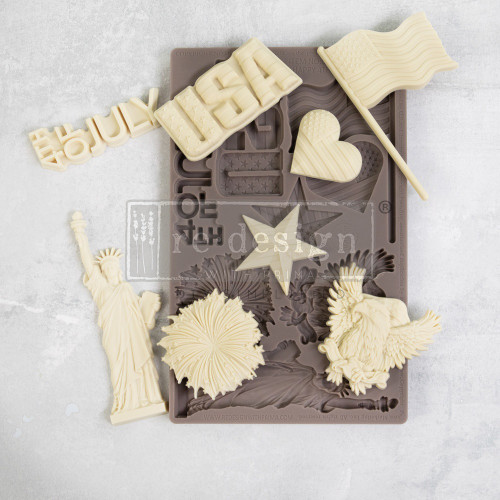 Prima Marketing Re-Design Mould 5"X8"X8mm-Happy 4th MOULD-1GBQ9