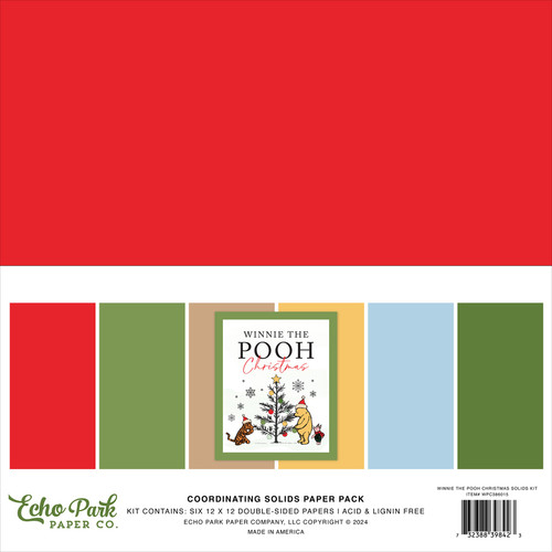 Echo Park Solids Collection Kit 12"X12"-Winnie The Pooh Christmas 5A0028V7-1GC0L - 732388398423