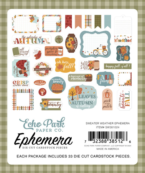 Echo Park Cardstock Ephemera-Icons, Sweater Weather 5A0028VL-1GBYM