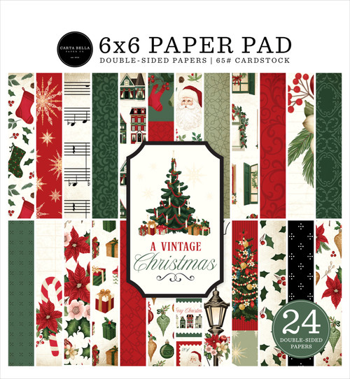 Carta Bella Double-Sided Carstock Paper Pad 6"X6"-A Vintage Christmas 5A0028TK-1GBY3 - 732388407729