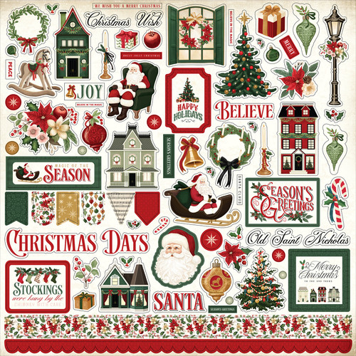A Vintage Christmas Cardstock Stickers 12"X12"-Elements - 5A0028TF-1GBYB - 732388407125 A Vintage Christmas Cardstock Stickers 12"X12"-Elements - 5A0028TF-1GBYB - 732388407125