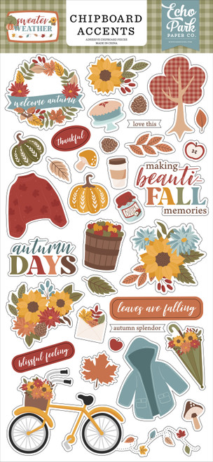 Echo Park Chipboard 6"X13"-Accents, Sweater Weather 5A0028VG-1GBXM - 691835429991