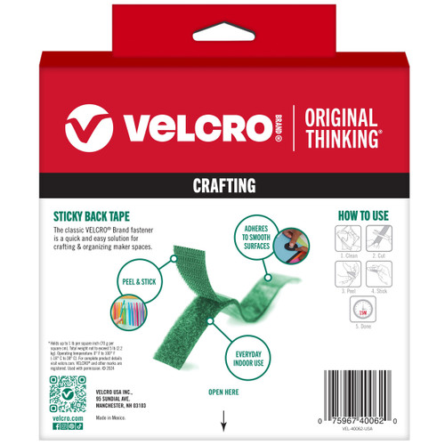 VELCRO(R) Brand Sticky Back Tape .75"X10'-Green 5A0027DW-1G9QN