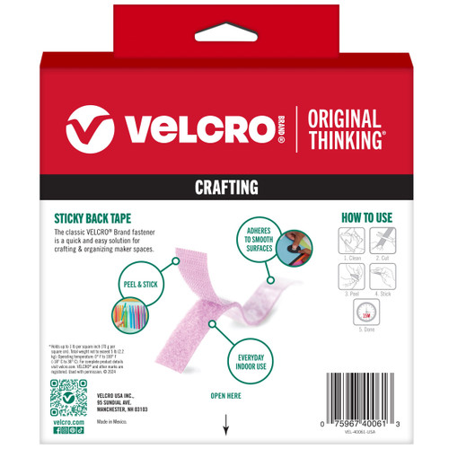 VELCRO(R) Brand Sticky Back Tape .75"X10'-Pink 5A0027DW-1G9QM