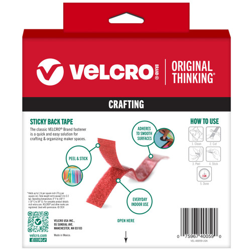 VELCRO(R) Brand Sticky Back Tape .75"X10'-Red - 5A0027DW-1G9QL