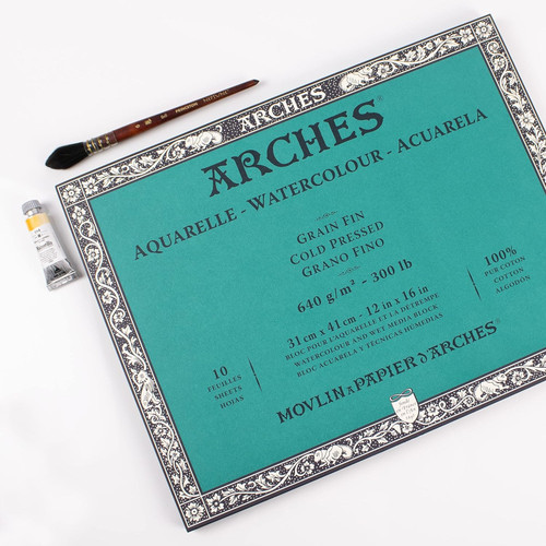 Arches Aquarelle Heavyweight Watercolor Block 12"x16"- 300lb, 10 Sheets - 5A0029BQ-1GCP3