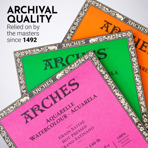 Arches Aquarelle Hot Pressed Watercolor Block 7.9"x7.9"- 140lb, 20 Sheets - 5A00299T-1GCP5 Arches Aquarelle Hot Pressed Watercolor Block 7.9"x7.9"- 140lb, 20 Sheets - 5A00299T-1GCP5