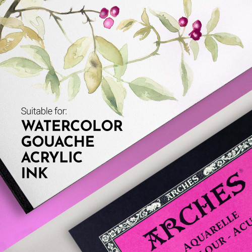 Arches Aquarelle Hot Pressed Watercolor Pad 9"x12"- 140lb, 12 Sheets - 5A0029B5-1GCP1 Arches Aquarelle Hot Pressed Watercolor Pad 9"x12"- 140lb, 12 Sheets - 5A0029B5-1GCP1