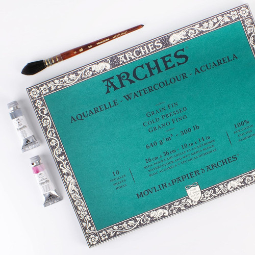 Arches Aquarelle Heavyweight Watercolor Block 10"x14"- 300lb, 10 Sheets - 5A0029BJ-1GCP0