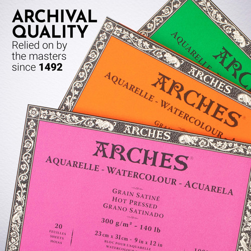 Arches Aquarelle Rough Watercolor Block 9"x12"140lb, 20 Sheets 5A00299P-1GCNT