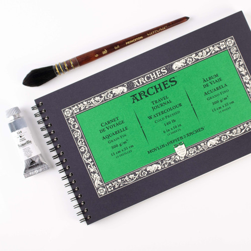 Arches Aquarelle Watercolor Art Journal 10"X6"- 140lb, 15 Sheets - 5A00299D-1GCPC