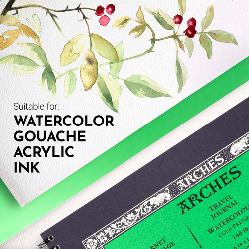 Arches Aquarelle Watercolor Art Journal 10"X6"140lb, 15 Sheets 5A00299D-1GCPC