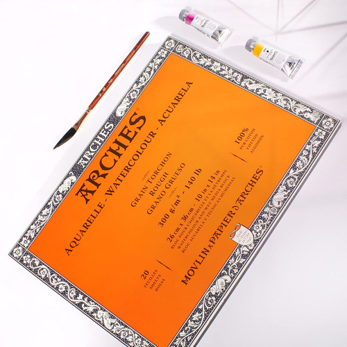 Arches Aquarelle Rough Watercolor Block 10"x14"- 140lb, 20 Sheets - 5A002993-1GCPJ