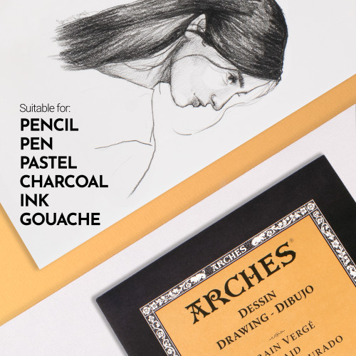 Arches Ingres dARCHES MBM(R) Drawing Pad 10"X14"70lb, White, 20 Sheets 5A00299L-1GCPN