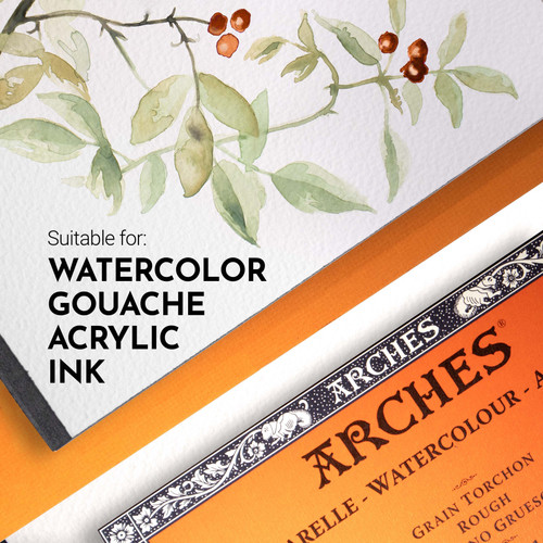 Arches Aquarelle Rough Watercolor Block 12"x16"140lb, 20 Sheets 5A00298W-1GCMX
