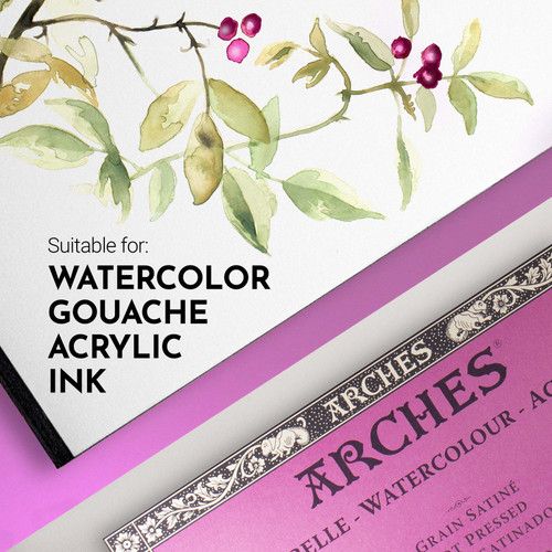 Arches Aquarelle Hot Pressed Watercolor Block 14"x20"140lb, 20 Sheets 5A0029BB-1GCN4