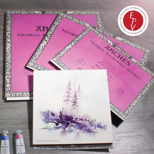 Arches Aquarelle Hot Pressed Watercolor Block 9"x12"- 140lb, 20 Sheets - 5A00298R-1GCN3