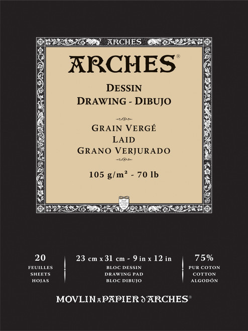 Arches Ingres dARCHES MBM(R) Drawing Pad 9"X12"70lb, White, 20 Sheets 5A00299R-1GCMY - 3700417134950