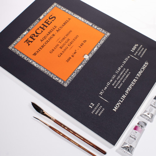 Arches Aquarelle Rough Watercolor Pad 11.69"x16.53"- 140lb, 12 Sheets - 5A00299N-1GCPK