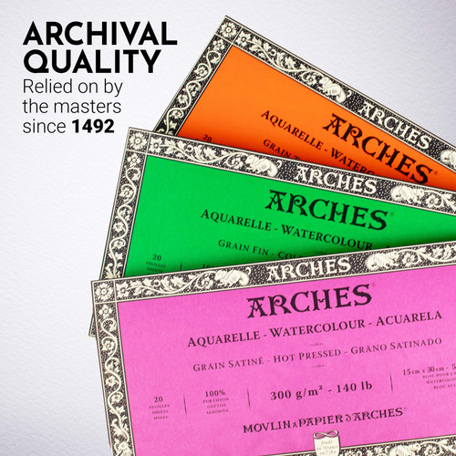 Arches Aquarelle Rough Watercolor Block 5.9"x11.8"- 140lb, 20 Sheets - 5A00298T-1GCNV Arches Aquarelle Rough Watercolor Block 5.9"x11.8"- 140lb, 20 Sheets - 5A00298T-1GCNV