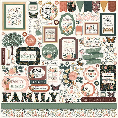 Family Cardstock Stickers 12"X12"-Elements 5A00293Q-1GCH0 - 732388420421