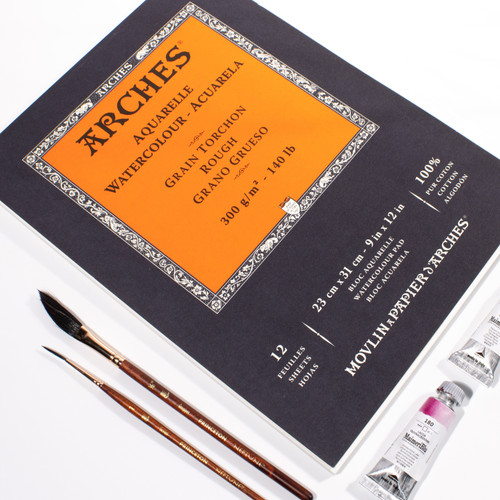 Arches Aquarelle Rough Watercolor Pad 9"x12"- 140lb, 12 Sheets - 5A0029B9-1GCPP