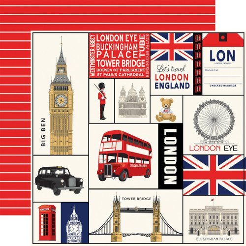 25 Pack London Double-Sided Cardstock 12"X12"-London Journaling Cards 5A002940-1GCHN - 732388425327