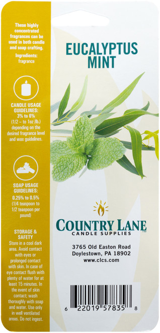 6 Pack Country Lane Candle Fragrance 1oz-Eucalyptus Mint 5A0026YP-1G9DX