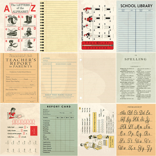 25 Pack Back to School Double-Sided Cardstock 12"X12"-3X4 Journaling Cards 5A00294G-1GCFB