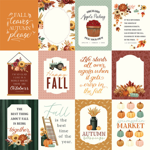 25 Pack Harvest Double-Sided Cardstock 12"X12"-3X4 Journaling Cards 5A0028XD-1GC06