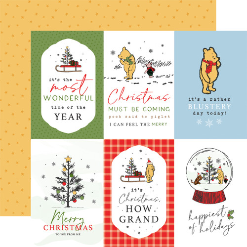 25 Pack Winnie The Pooh Christmas Double-Sided Cardstock 12"X12"-4X6 Journaling Cards 5A0028TL-1GBWY - 732388397426