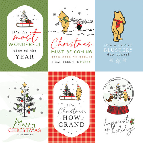 25 Pack Winnie The Pooh Christmas Double-Sided Cardstock 12"X12"-4X6 Journaling Cards 5A0028TL-1GBWY