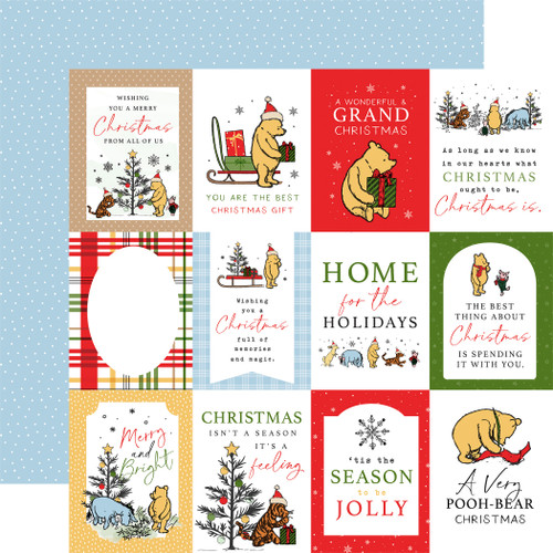 25 Pack Winnie The Pooh Christmas Double-Sided Cardstock 12"X12"-3X4 Journaling Cards 5A0028TL-1GC1D - 732388396825