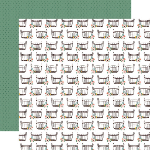 25 Pack Our Happy Place Double-Sided Cardstock 12"X12"-Baskets And Flowers 5A00291Z-1GC98 - 732388415229