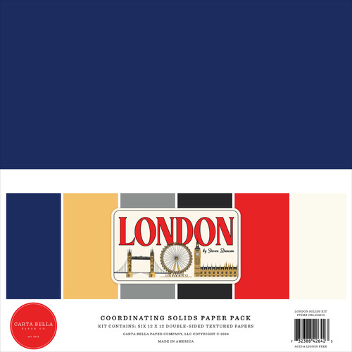 3 Pack Carta Bella Solids Collection Kit 12"X12"-London 5A00294N-1GCH2 - 732388426423