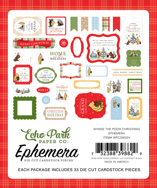 3 Pack - Echo Park Cardstock Ephemera-Icons, Winnie The Pooh Christmas - 5A0028RG-1GBZD 3 Pack - Echo Park Cardstock Ephemera-Icons, Winnie The Pooh Christmas - 5A0028RG-1GBZD