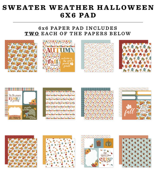 3 Pack Echo Park Double-Sided Cardstock Paper Pad 6"X6"-Sweater Weather 5A0028VP-1GBX6