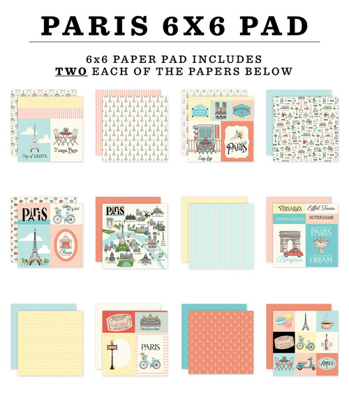 3 Pack Carta Bella Double-Sided Paper Pad 6"X6"-Paris 5A00295K-1GCF8