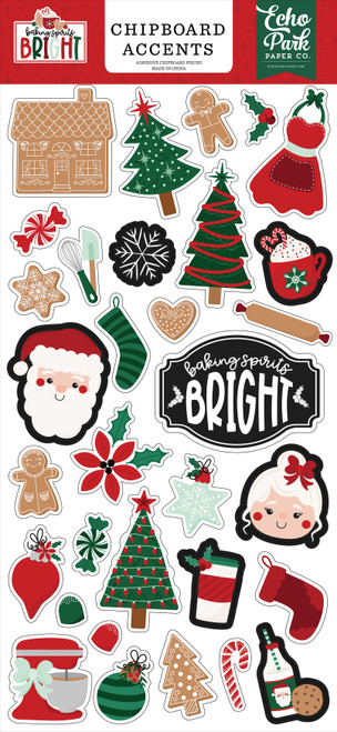 3 Pack Echo Park Chipboard 6"X13"-Accents, Baking Spirits Bright 5A0028Z3-1GC2Y - 691835431291