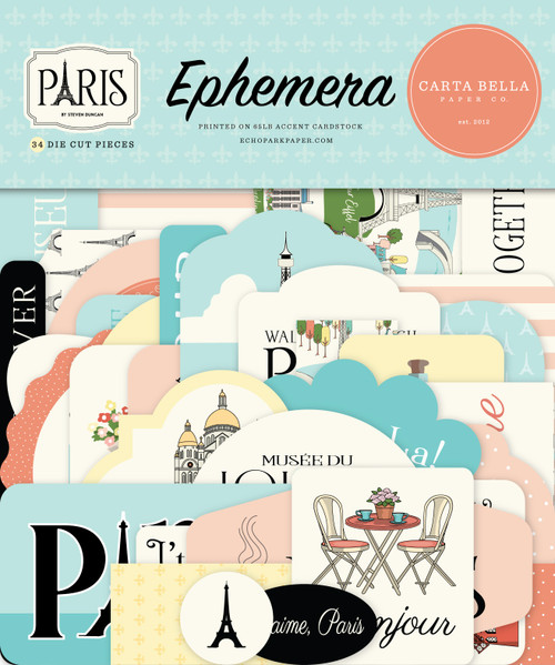 3 Pack Carta Bella Ephemera-Icons, Paris 5A00293S-1GCDQ - 732388428021