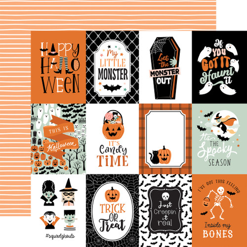 25 Pack Spooktacular Halloween Double-Sided Cardstock 12"X12"-3X4 Journaling Cards 5A0028SN-1GBXL - 732388375622