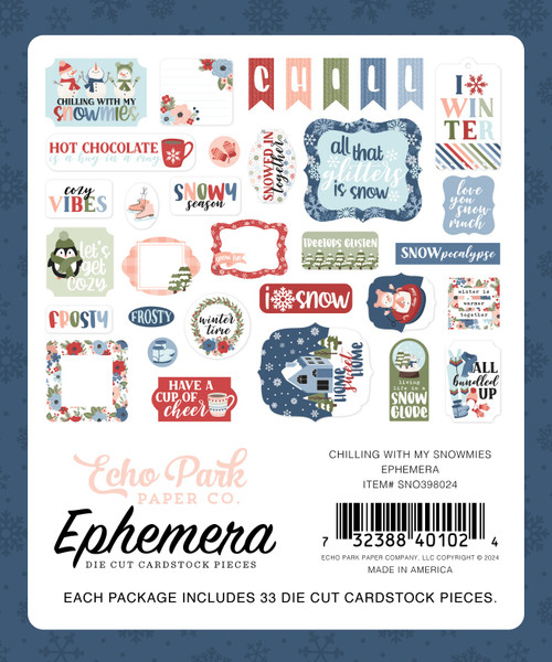 3 Pack Echo Park Cardstock Ephemera-Icons, Chilling With My Snowmies 5A002912-1GC9P