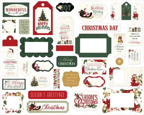 3 Pack - Carta Bella Cardstock Ephemera-Frames & Tags, A Vintage Christmas - 5A0028SW-1GBVR